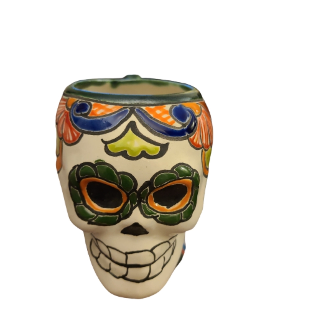 *NWOT Ebros White Day of The Dead Sugar Skull Mug In Bright Vivid Colors